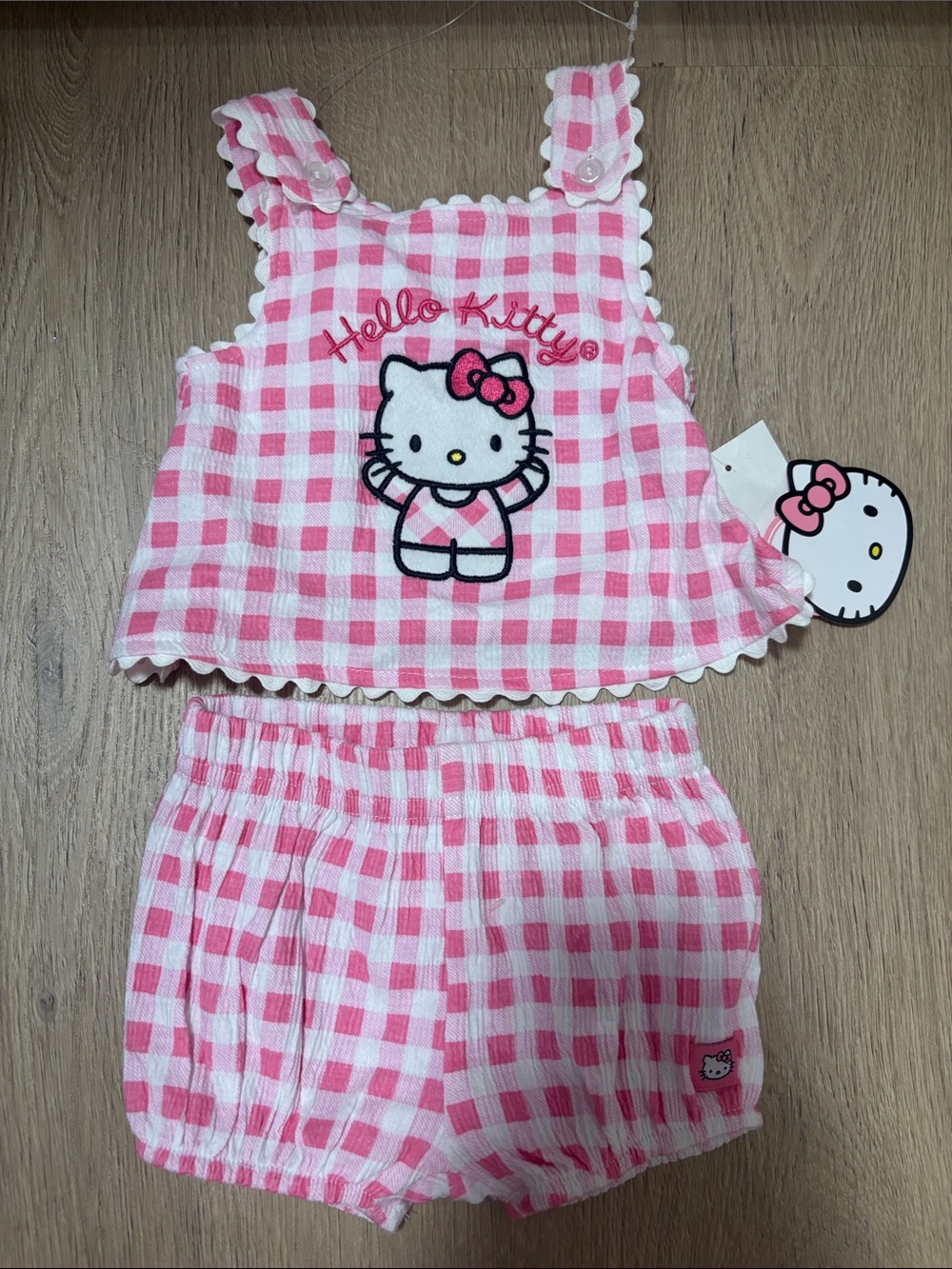 Hello Kitty Pink Gingham Two-Piece Pajama Set